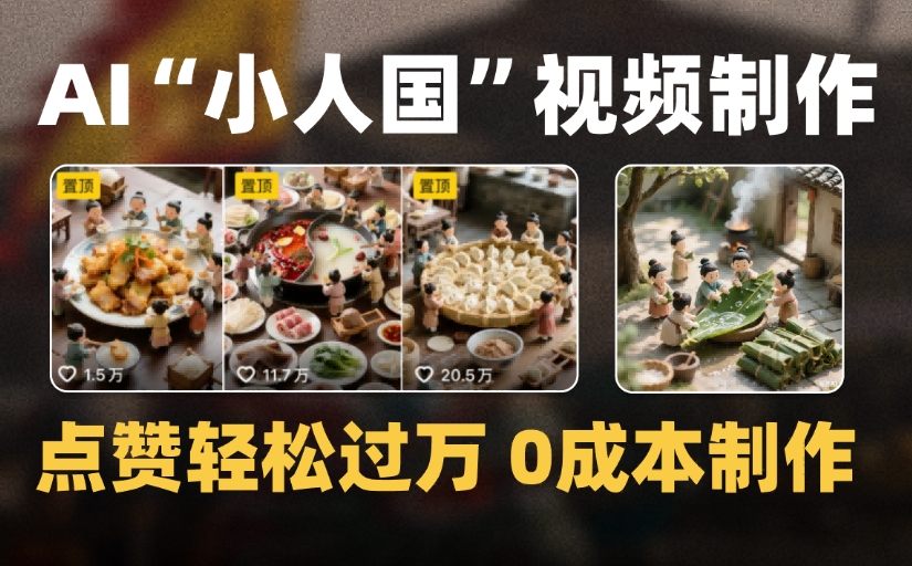 爆款1000W+微缩景观迷你小人国AI视频，0成本制作全流程教学多客网创-网创项目资源站-副业项目-创业项目-搞钱项目多客网创
