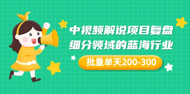 某付费文章：中视频解说项目复盘：细分领域的蓝海行业 批量单天200-300收益多客网创-网创项目资源站-副业项目-创业项目-搞钱项目多客网创