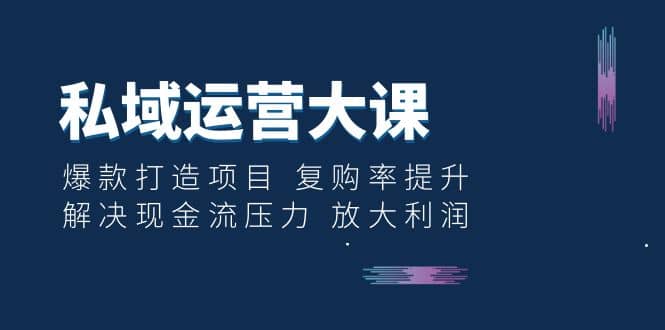 私域运营大课：爆款打造项目 复购率提升 解决现金流压力 放大利润多客网创-网创项目资源站-副业项目-创业项目-搞钱项目多客网创