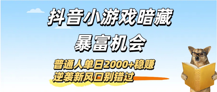 抖音小游戏暗藏暴富机会！普通人单日2000+稳赚，逆袭新风口别错过多客网创-网创项目资源站-副业项目-创业项目-搞钱项目多客网创