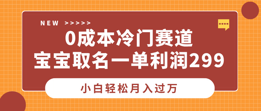 0成本冷门赛道，宝宝取名一单利润299，小白轻松月入过万多客网创-网创项目资源站-副业项目-创业项目-搞钱项目多客网创