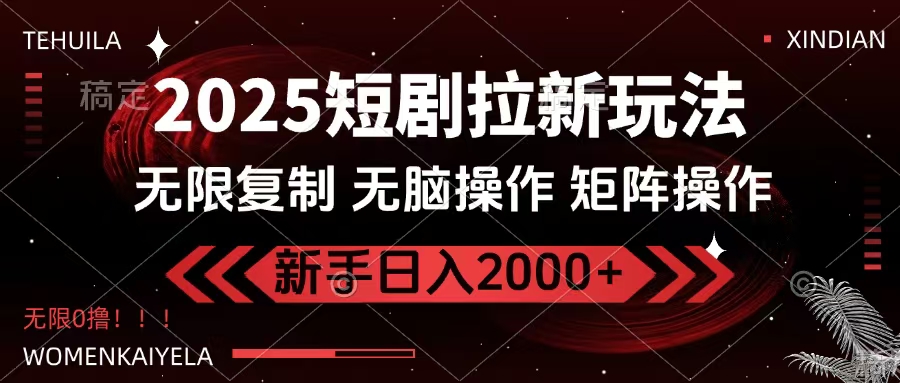 2025短剧拉新玩法，无需注册登录，无限0撸，无脑批量操作日入2000+多客网创-网创项目资源站-副业项目-创业项目-搞钱项目多客网创