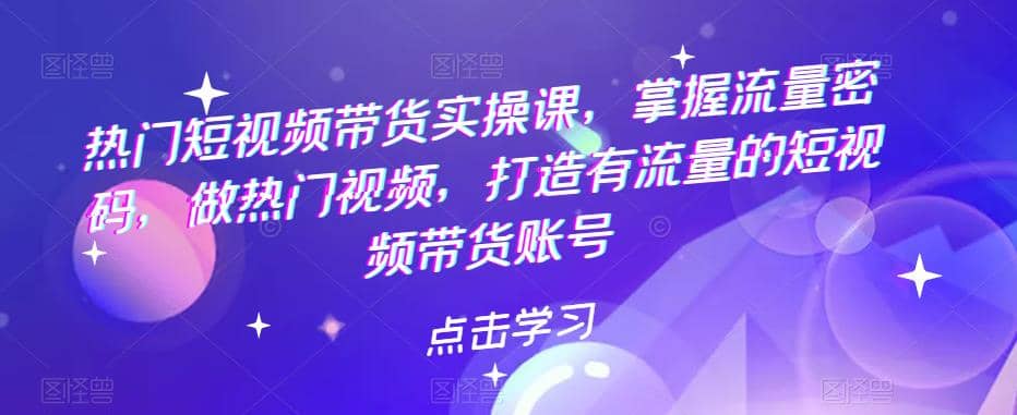 热门短视频带货实战 掌握流量密码 做热门视频 打造有流量的短视频带货账号多客网创-网创项目资源站-副业项目-创业项目-搞钱项目多客网创