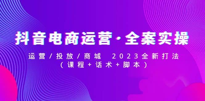 抖音电商运营·全案实操：运营/投放/商城 2023全新打法多客网创-网创项目资源站-副业项目-创业项目-搞钱项目多客网创