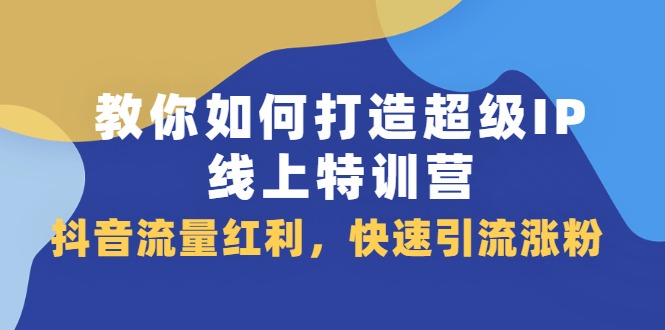 教你如何打造超级IP线上特训营，抖音流量红利新机遇多客网创-网创项目资源站-副业项目-创业项目-搞钱项目多客网创