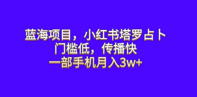 蓝海项目，小红书塔罗占卜，门槛低，传播快，一部手机月入3w+多客网创-网创项目资源站-副业项目-创业项目-搞钱项目多客网创