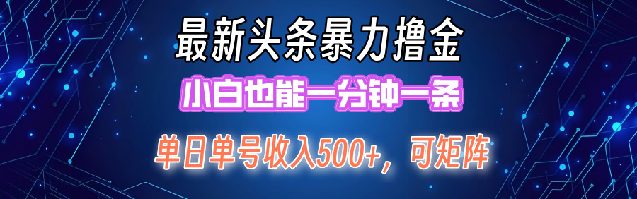 最新头条撸金，小白也能一分钟一条多客网创-网创项目资源站-副业项目-创业项目-搞钱项目多客网创