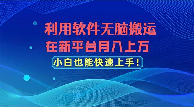 利用软件无脑搬运，在新平台月入上万，小白也能快速上手多客网创-网创项目资源站-副业项目-创业项目-搞钱项目多客网创