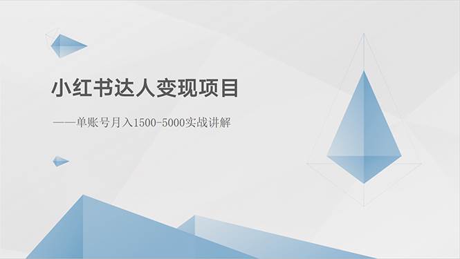 小红书达人变现项目：单账号月入1500-3000实战讲解多客网创-网创项目资源站-副业项目-创业项目-搞钱项目多客网创