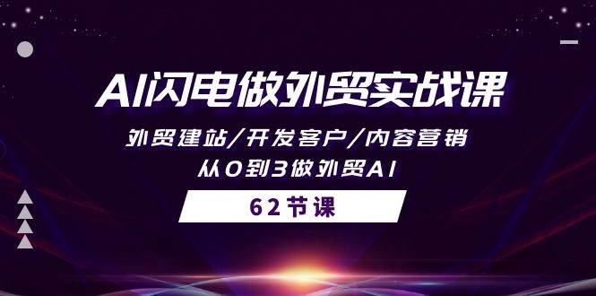 AI闪电做外贸实战课，外贸建站/开发客户/内容营销/从0到3做外贸AI-62节多客网创-网创项目资源站-副业项目-创业项目-搞钱项目多客网创