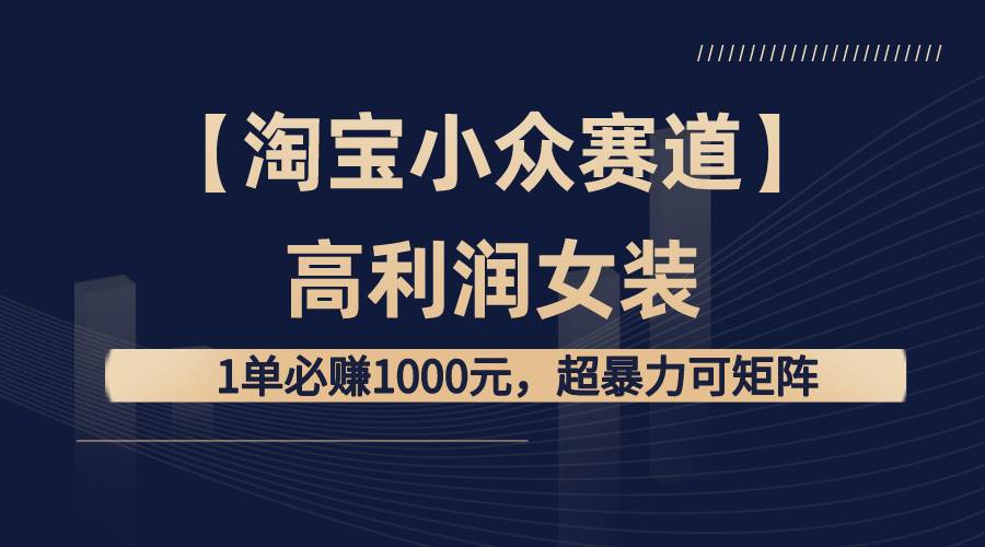 【淘宝小众赛道】高利润女装：1单必赚1000元，超暴力可矩阵多客网创-网创项目资源站-副业项目-创业项目-搞钱项目多客网创