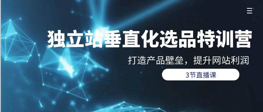 独立站-垂直化选品训练营，打造产品壁垒，提升网站利润（3节直播课）多客网创-网创项目资源站-副业项目-创业项目-搞钱项目多客网创