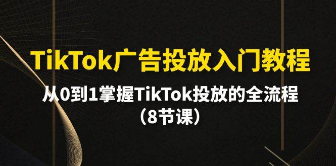 TikTok广告投放入门教程，从0到1掌握TikTok投放的全流程（8节课）多客网创-网创项目资源站-副业项目-创业项目-搞钱项目多客网创