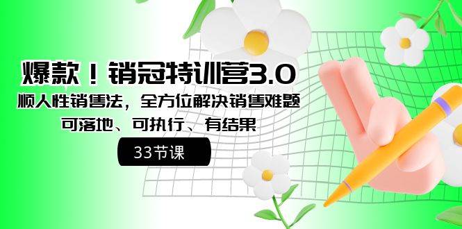 爆款！销冠特训营3.0之顺人性销售法，全方位解决销售难题、可落地、可执行、有结果多客网创-网创项目资源站-副业项目-创业项目-搞钱项目多客网创