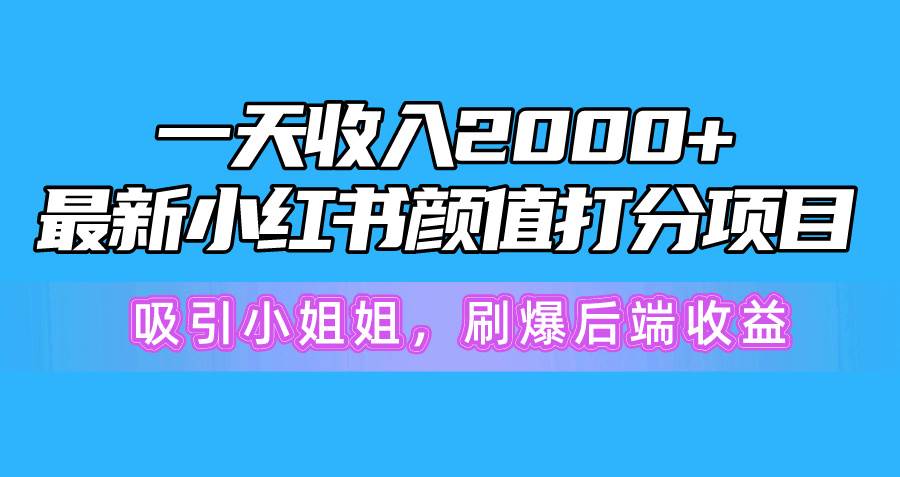 一天收入2000+，最新小红书颜值打分项目，吸引小姐姐，刷爆后端收益多客网创-网创项目资源站-副业项目-创业项目-搞钱项目多客网创