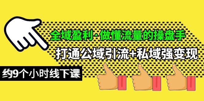 全域盈利·做懂流量的操盘手，打通公域引流+私域强变现，约9个小时线下课多客网创-网创项目资源站-副业项目-创业项目-搞钱项目多客网创