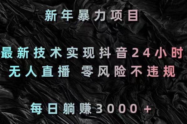 新年暴力项目，最新技术实现抖音24小时无人直播 零风险不违规 每日躺赚3000多客网创-网创项目资源站-副业项目-创业项目-搞钱项目多客网创
