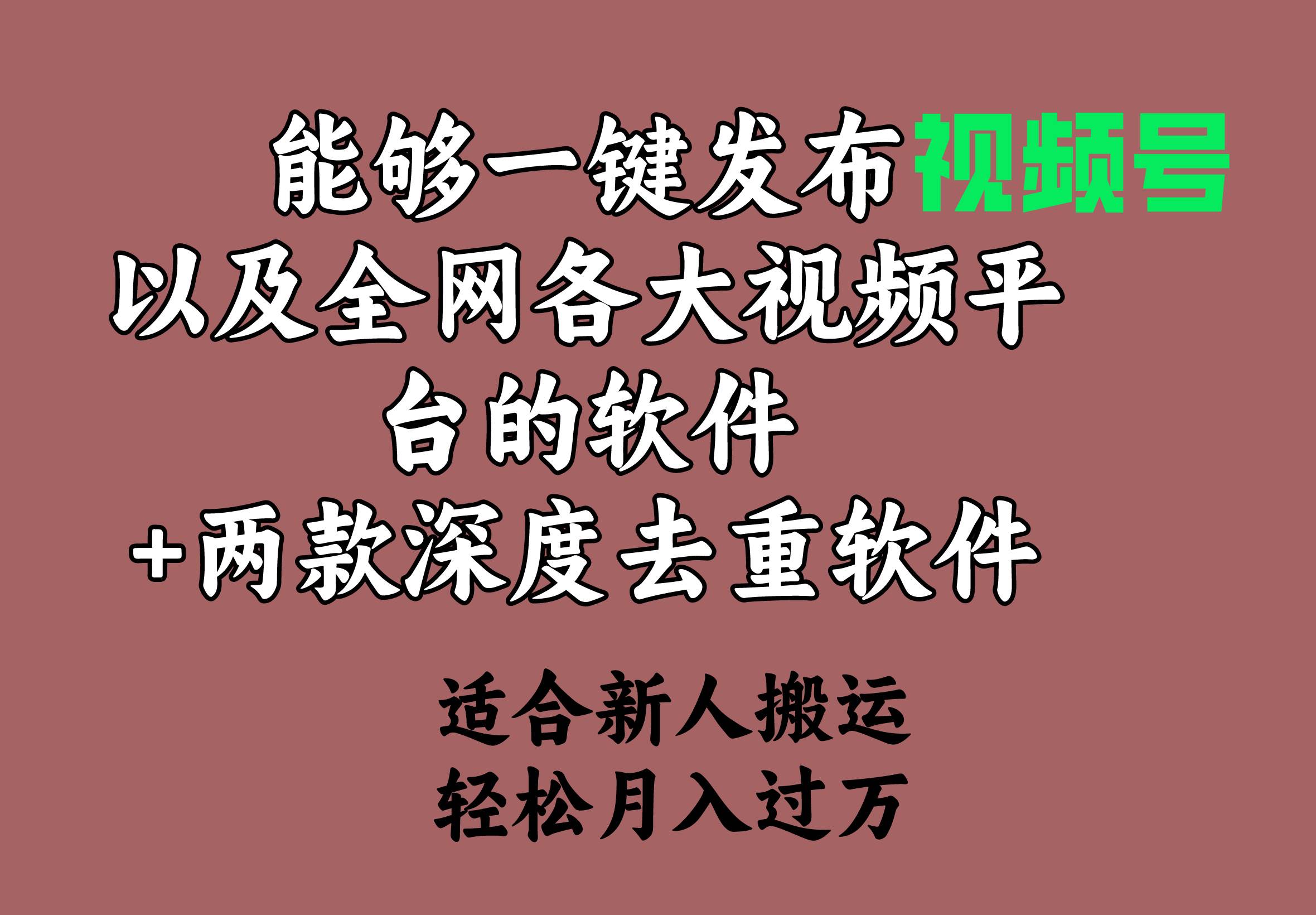 能够一键发布视频号以及全网各大视频平台的软件+两款深度去重软件 适合…多客网创-网创项目资源站-副业项目-创业项目-搞钱项目多客网创