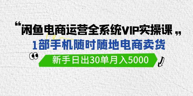 闲鱼电商运营全系统VIP实战课，1部手机随时随地卖货，新手日出30单月入5000多客网创-网创项目资源站-副业项目-创业项目-搞钱项目多客网创
