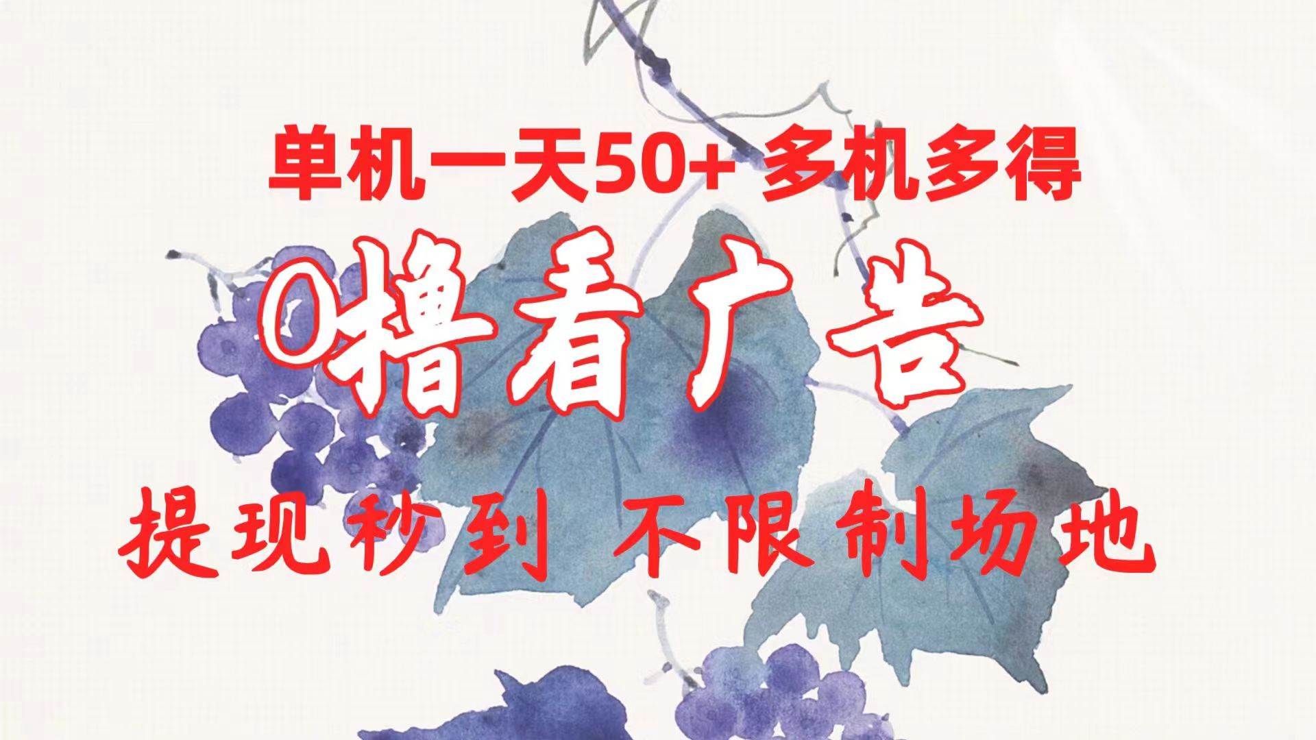 0撸看广告 单机一天50+多机多得 提现秒到 不限制场地操作多客网创-网创项目资源站-副业项目-创业项目-搞钱项目多客网创