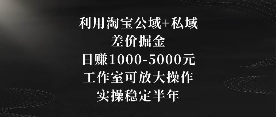 利用淘宝公域+私域差价掘金，日赚1000-5000元，工作室可放大操作，实操…多客网创-网创项目资源站-副业项目-创业项目-搞钱项目多客网创
