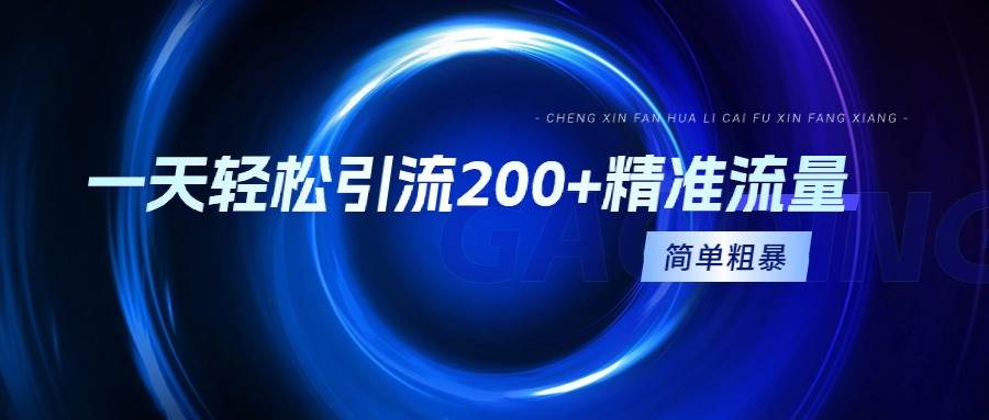 一天轻松引流200+精准流量，简单粗暴，一看就会多客网创-网创项目资源站-副业项目-创业项目-搞钱项目多客网创