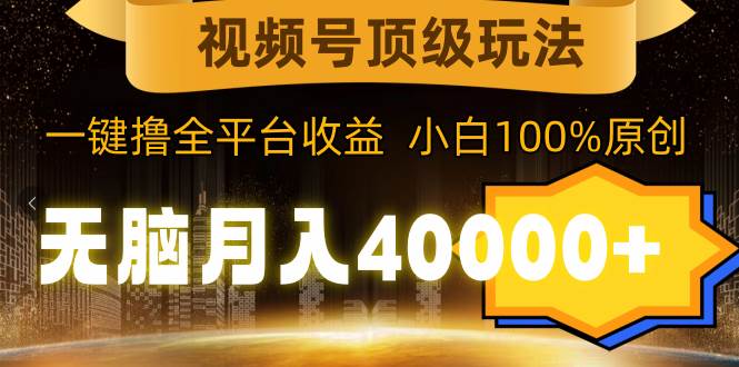 视频号顶级玩法，无脑月入40000+，一键撸全平台收益，纯小白也能100%原创多客网创-网创项目资源站-副业项目-创业项目-搞钱项目多客网创