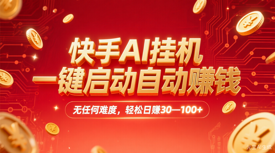 快手AI,一键启动自动赚钱 无任何难度,轻松一天30—100+多客网创-网创项目资源站-副业项目-创业项目-搞钱项目多客网创