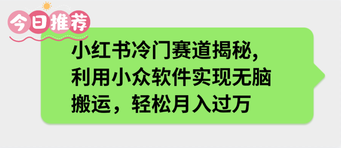 小红书冷门赛道揭秘,利用小众软件实现无脑搬运,轻松月入过万多客网创-网创项目资源站-副业项目-创业项目-搞钱项目多客网创