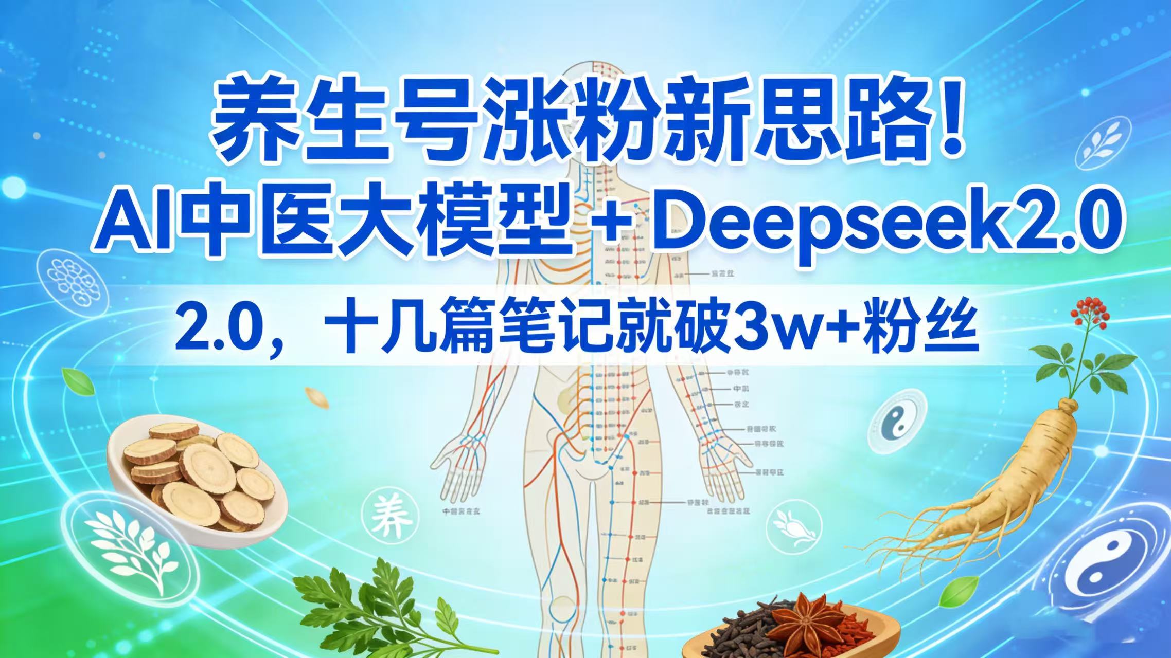 养生号涨粉新思路！AI 中医大模型 + Deepseek 2.0，十几篇笔记就破 3w + 粉丝多客网创-网创项目资源站-副业项目-创业项目-搞钱项目多客网创