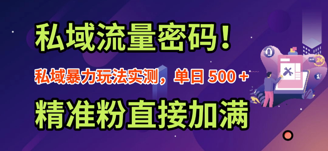私域流量密码！私域暴力玩法实测，单日 500 + 精准粉直接加满多客网创-网创项目资源站-副业项目-创业项目-搞钱项目多客网创