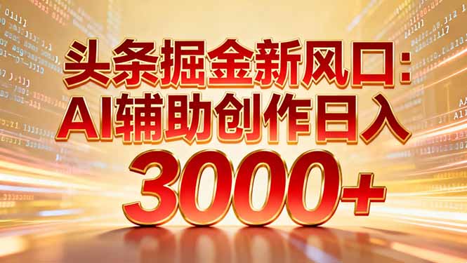 头条掘金新风口：AI辅助创作日入3000+，矩阵玩法当天启动隔天见效多客网创-网创项目资源站-副业项目-创业项目-搞钱项目多客网创
