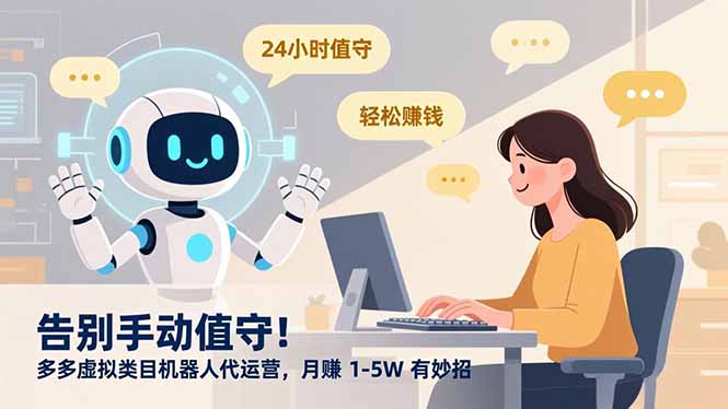 告别手动值守！多多虚拟类目机器人代运营，月赚 1-5W 有妙招多客网创-网创项目资源站-副业项目-创业项目-搞钱项目多客网创