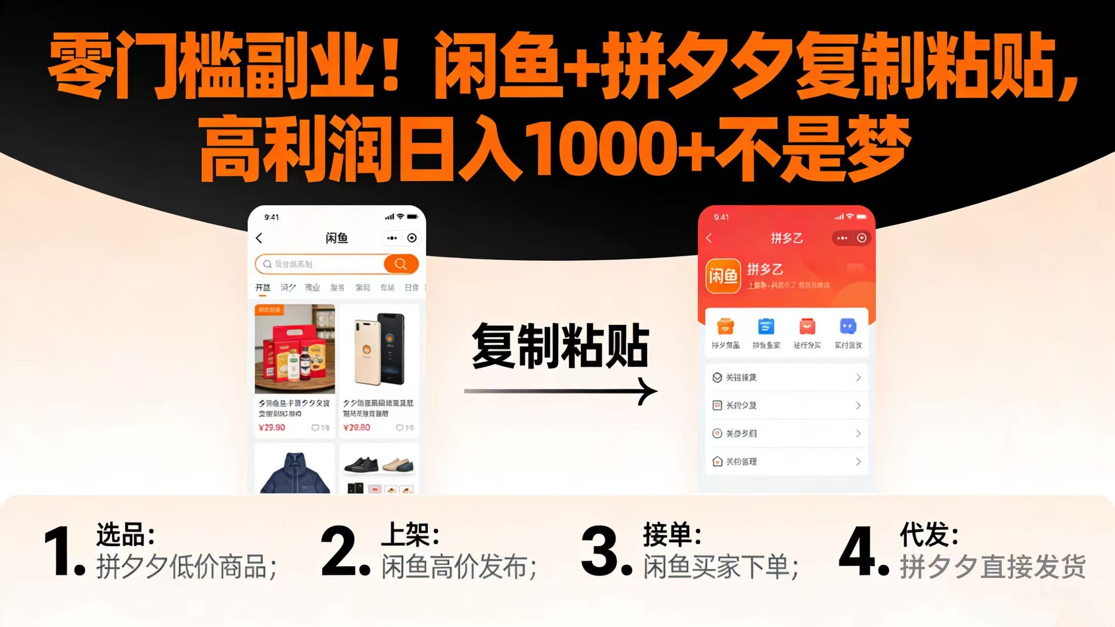 零门槛副业！闲鱼 + 拼夕夕复制粘贴，高利润日入 1000 + 不是梦多客网创-网创项目资源站-副业项目-创业项目-搞钱项目多客网创