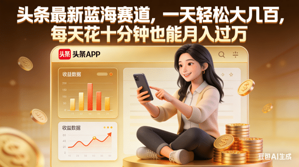 头条最新蓝海赛道，一天轻松大几百，每天花十分钟也能月入过万多客网创-网创项目资源站-副业项目-创业项目-搞钱项目多客网创