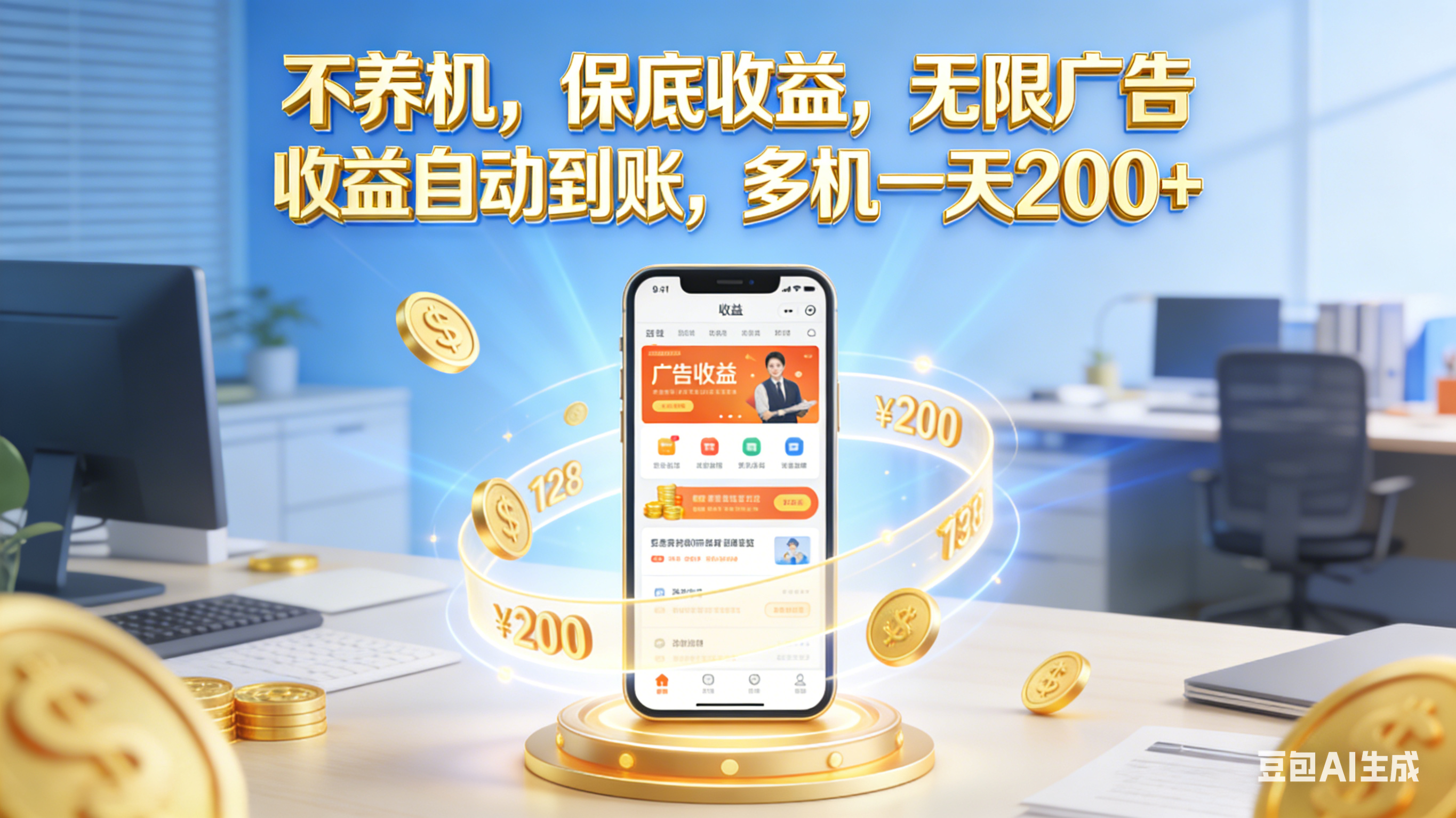 不养机，保底收益，无限广告，收益自动到账，多机一天200+多客网创-网创项目资源站-副业项目-创业项目-搞钱项目多客网创